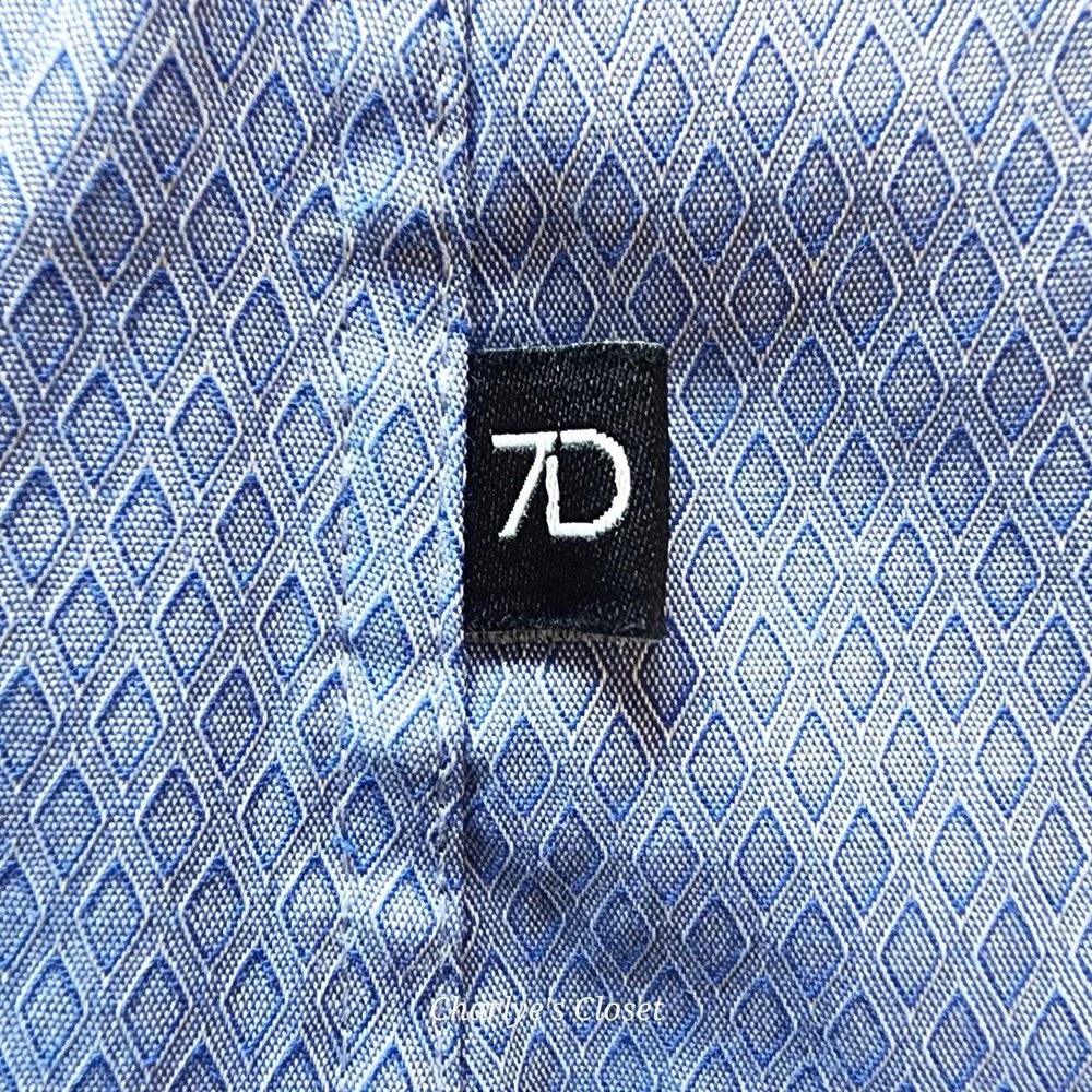 7 Diamonds‎ Button Down Dress Shirt L Caribbean Skies Classic Fit Euro Chic